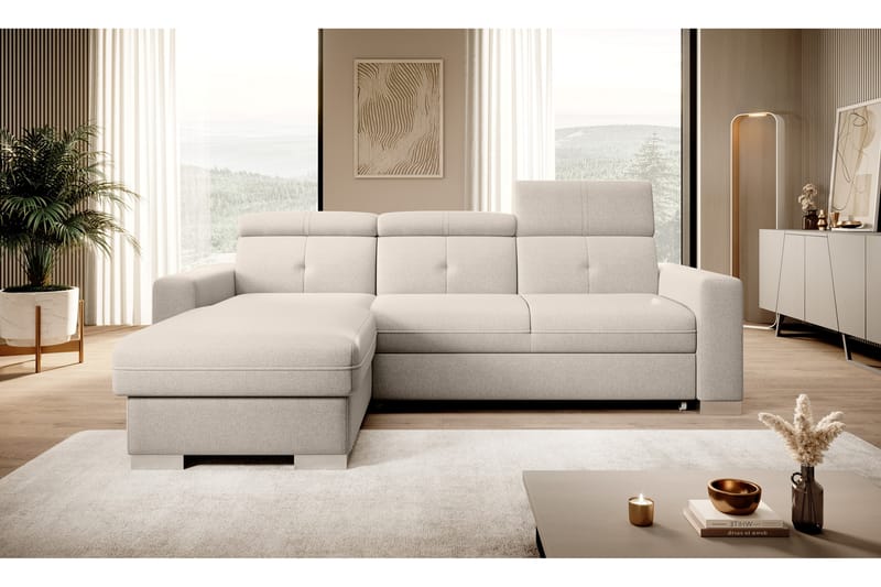Monely Bäddsoffa m. Divan med Förvaring 3-sits Beige - Möbler - Vardagsrum - Bäddsoffor