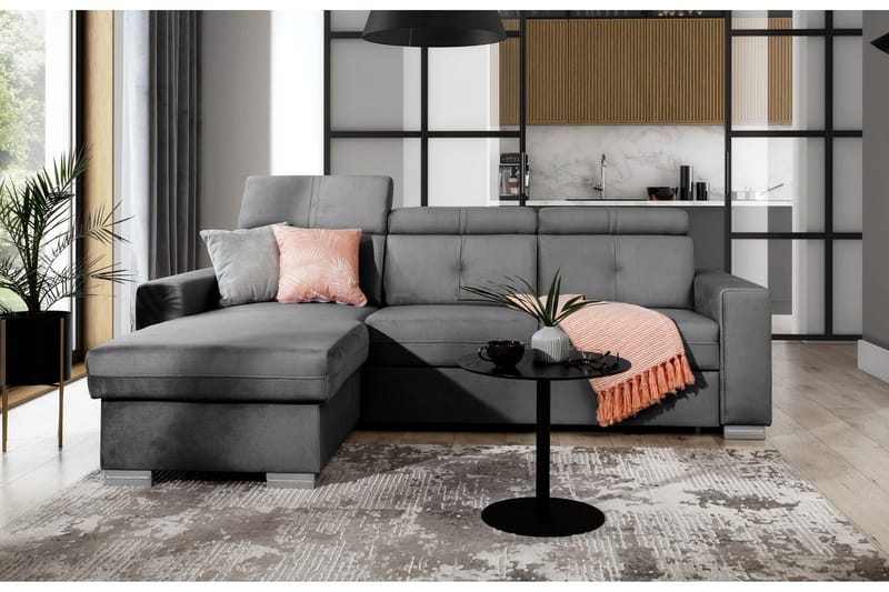 Monely Bäddsoffa m. Divan med Förvaring 3-sits Grå - Möbler - Vardagsrum - Bäddsoffor