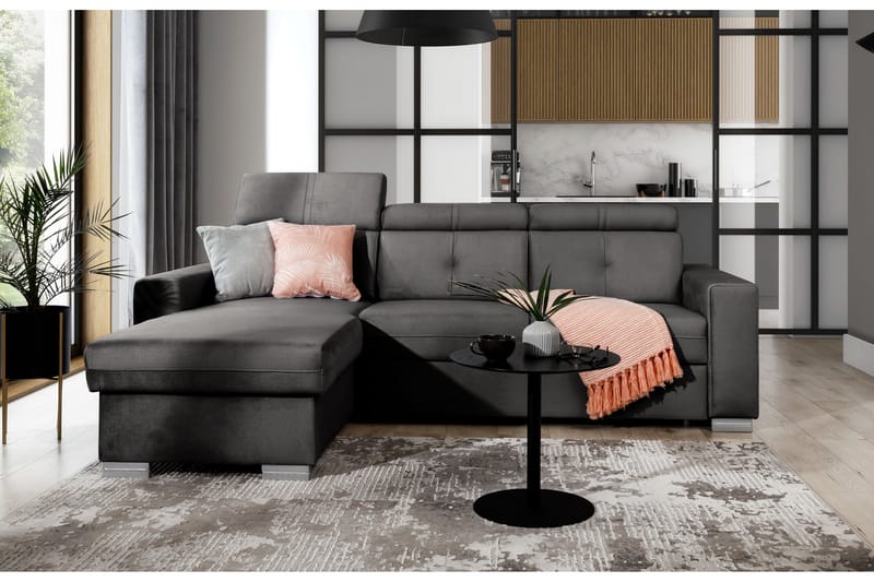 Monely Bäddsoffa m. Divan med Förvaring 3-sits Grå - Möbler - Vardagsrum - Bäddsoffor