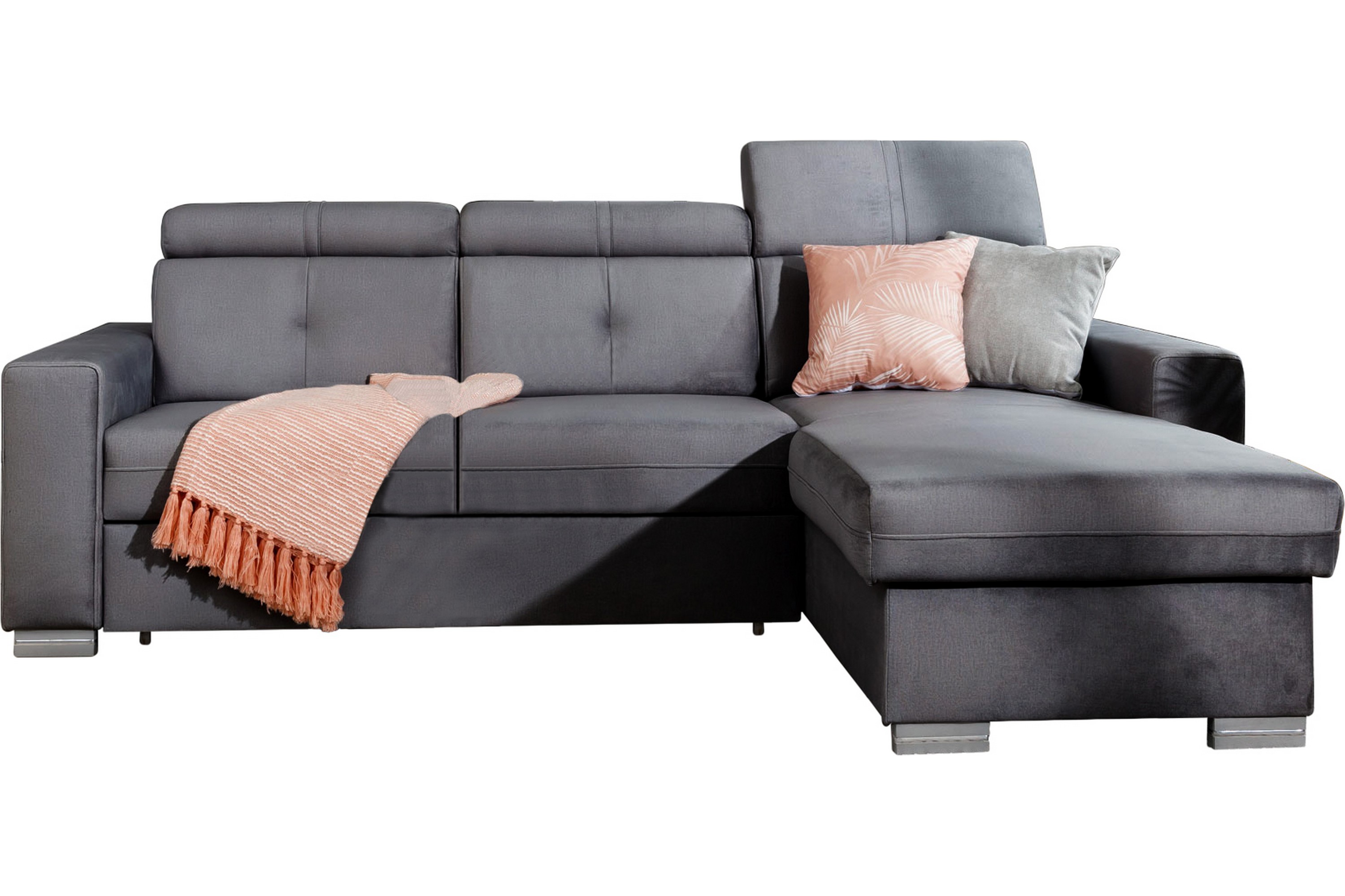 monely bäddsoffa m. divan med förvaring 3-sits grå -