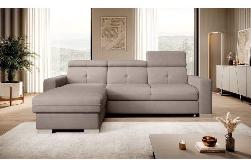 Monely Bäddsoffa m. Divan med Förvaring 3-sits Grå - Möbler - Vardagsrum - Bäddsoffor