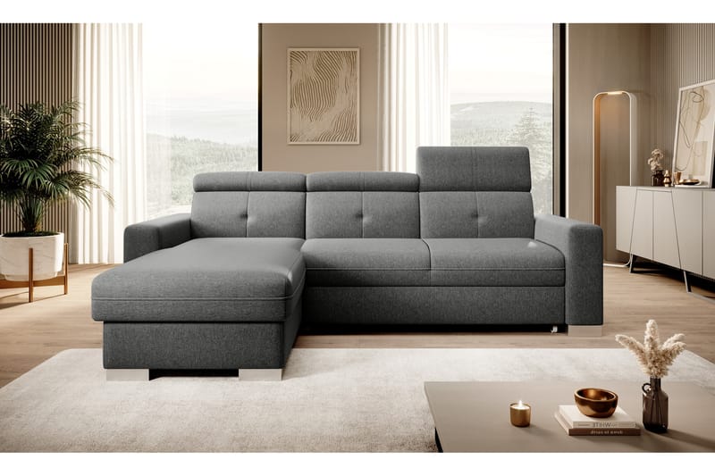 Monely Bäddsoffa m. Divan med Förvaring 3-sits Grå - Möbler - Vardagsrum - Bäddsoffor