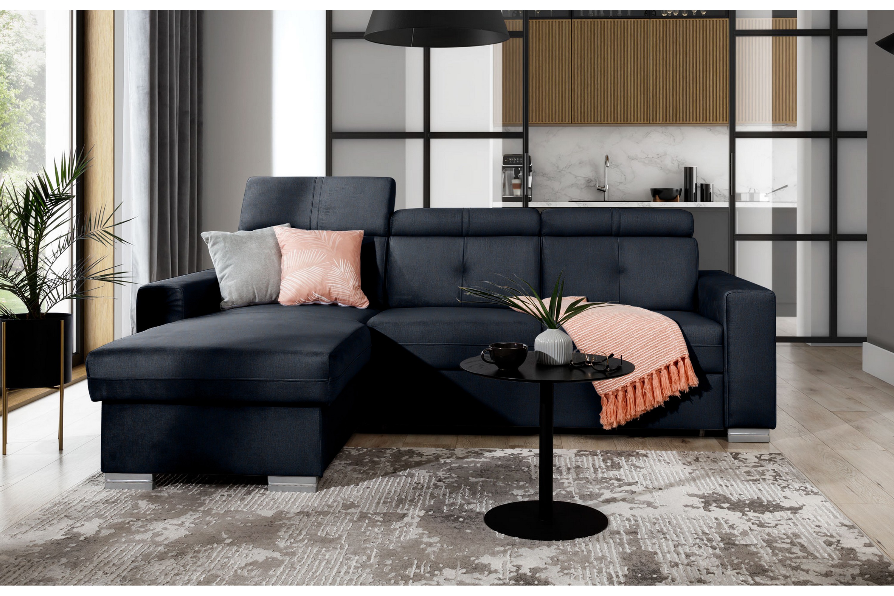 monely bäddsoffa m. divan med förvaring 3-sits grafitgrå -