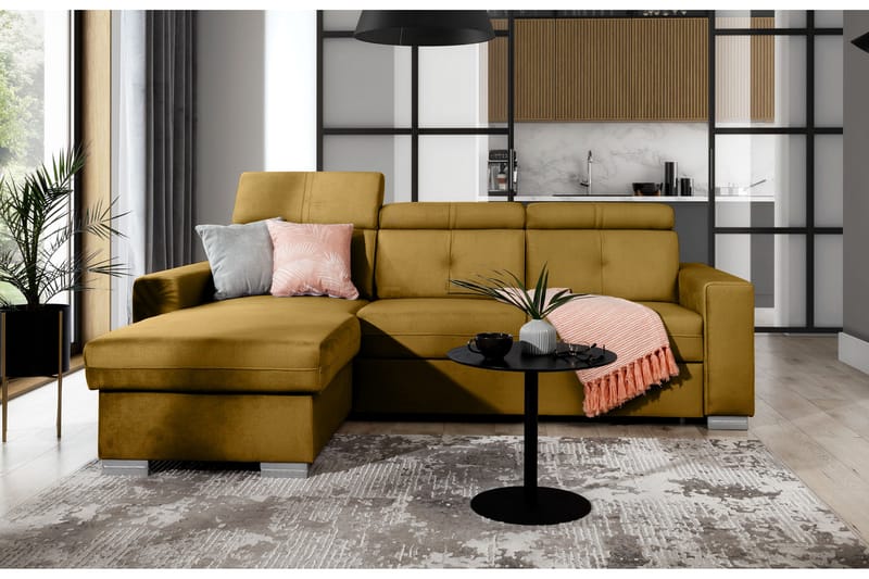 Monely Bäddsoffa m. Divan med Förvaring 3-sits Gul - Möbler - Vardagsrum - Bäddsoffor