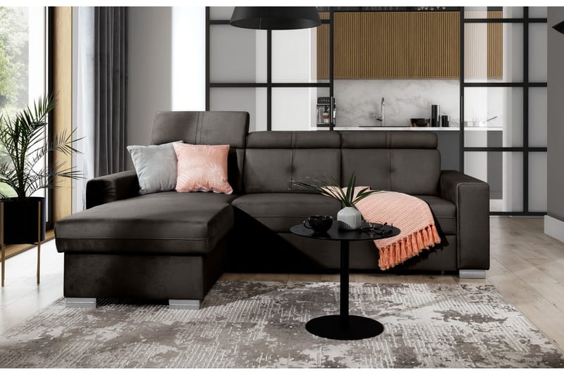 Monely Bäddsoffa m. Divan med Förvaring 3-sits Mörkbrun - Möbler - Vardagsrum - Bäddsoffor