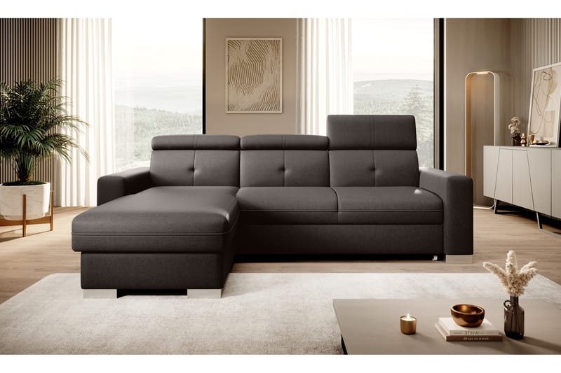 Monely Bäddsoffa m. Divan med Förvaring 3-sits Mörkbrun - Möbler - Vardagsrum - Bäddsoffor