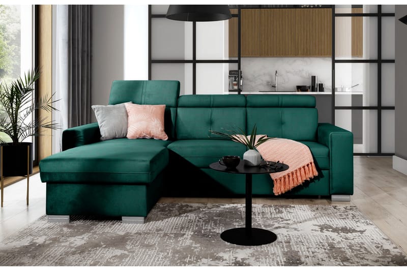 Monely Bäddsoffa m. Divan med Förvaring 3-sits Mörkgrön - Möbler - Vardagsrum - Bäddsoffor