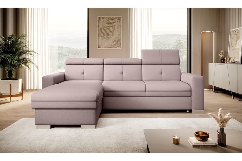 Monely Bäddsoffa m. Divan med Förvaring 3-sits Rosa - Möbler - Vardagsrum - Bäddsoffor