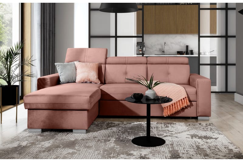 Monely Bäddsoffa m. Divan med Förvaring 3-sits Rosa - Möbler - Vardagsrum - Bäddsoffor