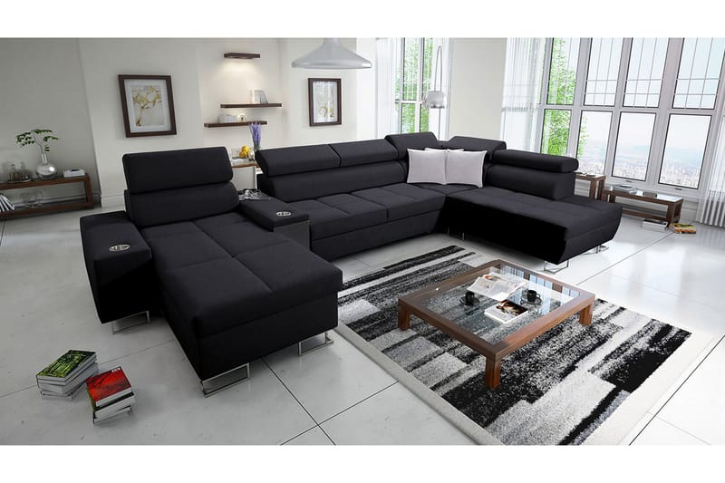 Morenia 3-sits Bäddsoffa Vänster - Svart - Möbler - Vardagsrum - Bäddsoffor - U bäddsoffa