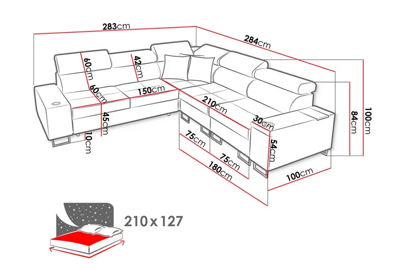 Morenia 3-sits Hörnbäddsoffa Höger - Ljusgrå - Möbler - Vardagsrum - Bäddsoffor - Hörnbäddsoffa