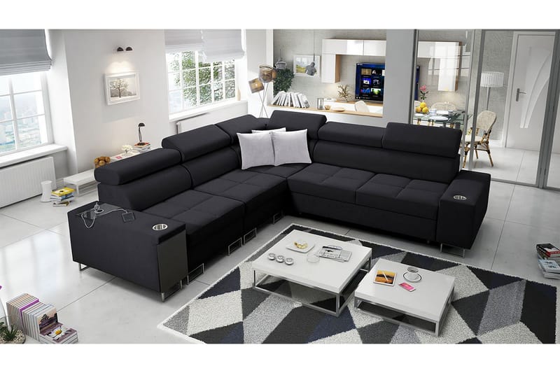 Morenia 3-sits Hörnbäddsoffa Vänster - Svart - Möbler - Vardagsrum - Bäddsoffor - Hörnbäddsoffa
