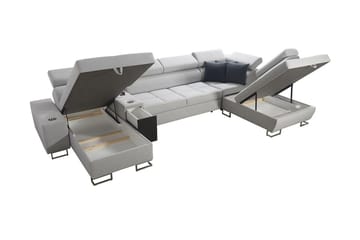 Morenia 4-sits Bäddsoffa 127x195 cm med Förvaring i Sammet - Blå - Möbler - Vardagsrum - Bäddsoffor - U bäddsoffa