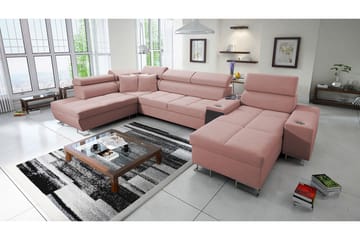 Morenia 4-sits Bäddsoffa 127x195 cm med Förvaring i Sammet - Rosa - Möbler - Vardagsrum - Bäddsoffor - U bäddsoffa
