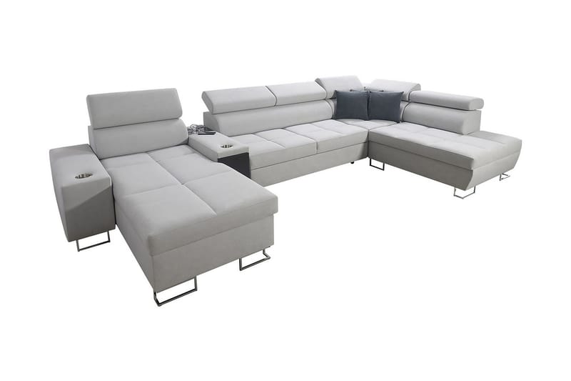 Morenia 4-sits Bäddsoffa 127x195 cm med Förvaring i Sammet, Vit