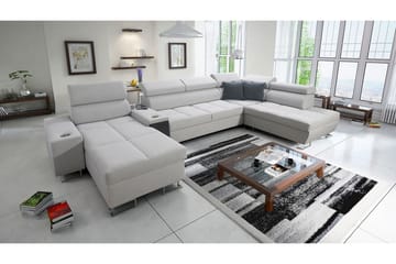 Morenia 4-sits Bäddsoffa 127x195 cm med Förvaring i Sammet - Vit - Möbler - Vardagsrum - Bäddsoffor - U bäddsoffa