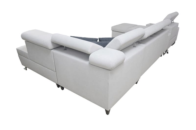 Morenia 4-sits Bäddsoffa 127x195 cm med Förvaring i Tyg - Grå - Möbler - Vardagsrum - Bäddsoffor - U bäddsoffa