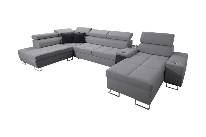 Morenia 4-sits Bäddsoffa 127x195 cm med Förvaring i Tyg, Grå