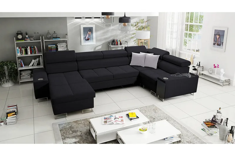 Morenia 4-sits Hörnbäddsoffa Vänster - Svart - Möbler - Vardagsrum - Bäddsoffor - Hörnbäddsoffa