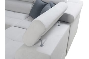 Morenia 4-sits Vänstervänd Bäddsoffa 127x284 cm med Förvaring i Sammet - Ljusgrå - Möbler - Vardagsrum - Bäddsoffor - U bäddsoffa