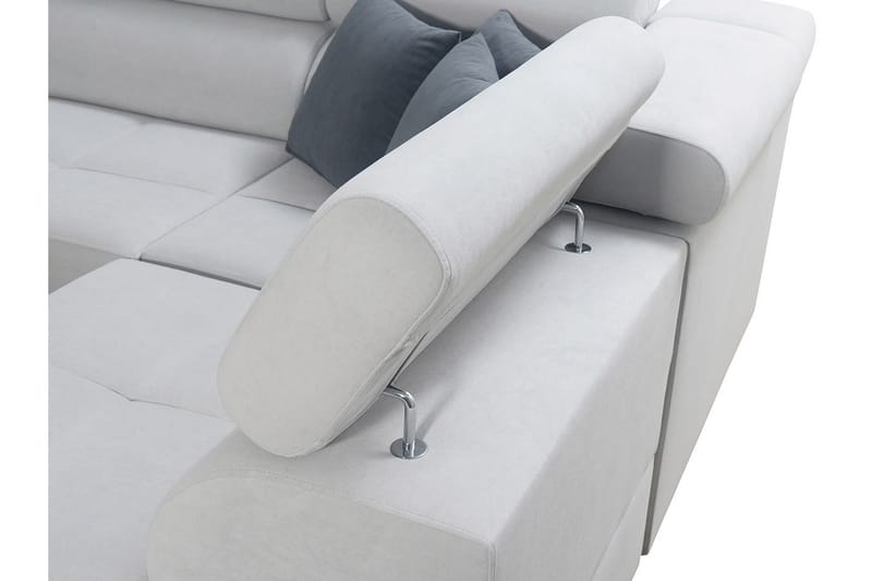 Morenia 4-sits Vänstervänd Bäddsoffa 127x284 cm med Förvaring i Sammet - Ljusgrå - Möbler - Vardagsrum - Bäddsoffor - U bäddsoffa