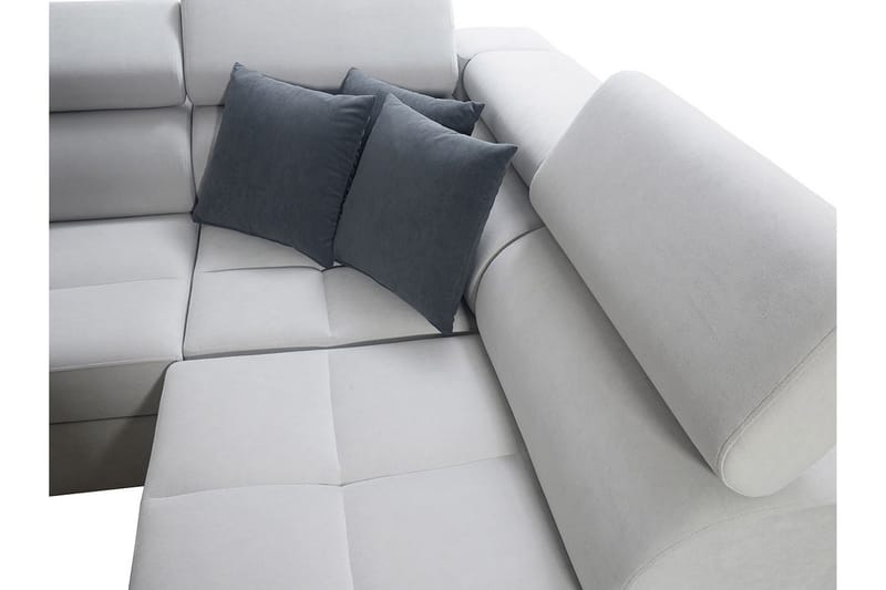 Morenia 4-sits Vänstervänd Bäddsoffa 127x284 cm med Förvaring i Sammet - Ljusgrå - Möbler - Vardagsrum - Bäddsoffor - U bäddsoffa