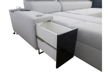 Morenia 4-sits Vänstervänd Bäddsoffa 127x284 cm med Förvaring i Sammet - Ljusgrå - Möbler - Vardagsrum - Bäddsoffor - U bäddsoffa