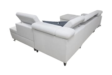 Morenia 4-sits Vänstervänd Bäddsoffa 127x284 cm med Förvaring i Sammet - Ljusgrå - Möbler - Vardagsrum - Bäddsoffor - U bäddsoffa