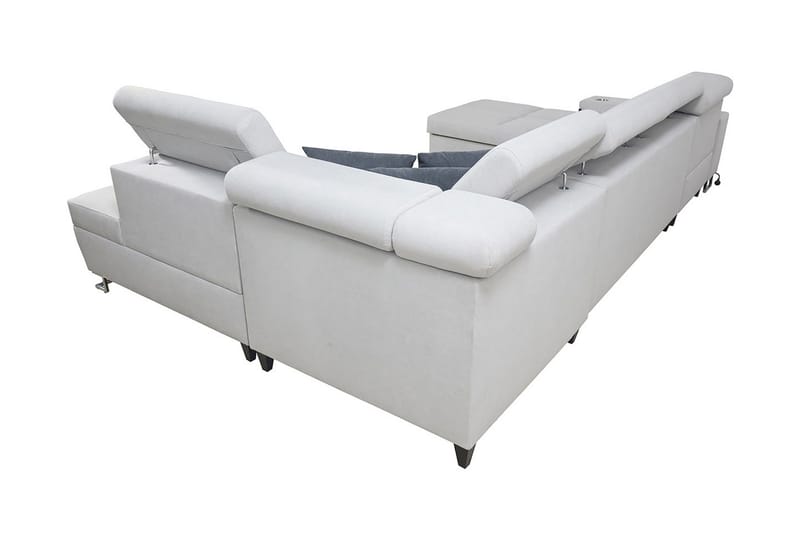 Morenia 4-sits Vänstervänd Bäddsoffa 127x284 cm med Förvaring i Sammet - Ljusgrå - Möbler - Vardagsrum - Bäddsoffor - U bäddsoffa