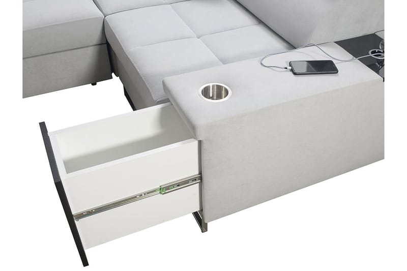 Morenia 4-sits Vänstervänd Bäddsoffa 127x284 cm med Förvaring i Tyg - Svart - Möbler - Vardagsrum - Bäddsoffor - Hörnbäddsoffa
