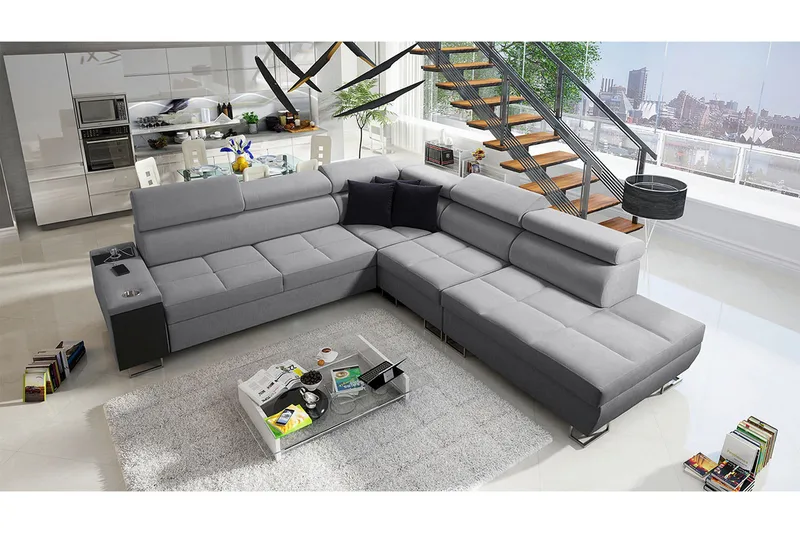 Morenia Bäddsoffa m. Schäslong L-formad - Möbler - Vardagsrum - Bäddsoffor - Hörnbäddsoffa