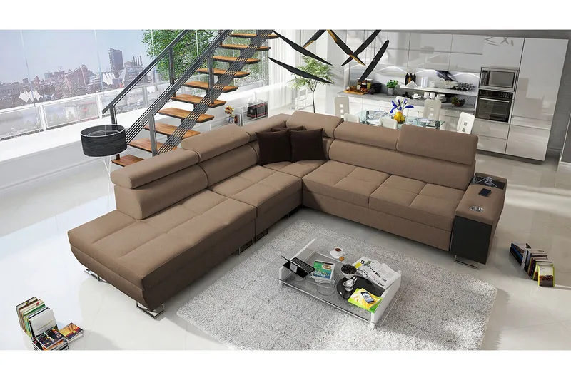 Morenia Bäddsoffa m. Schäslong L-formad - Möbler - Vardagsrum - Bäddsoffor - Hörnbäddsoffa