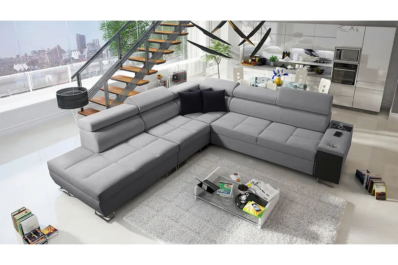 Morenia Bäddsoffa m. Schäslong L-formad - Möbler - Vardagsrum - Bäddsoffor - Hörnbäddsoffa