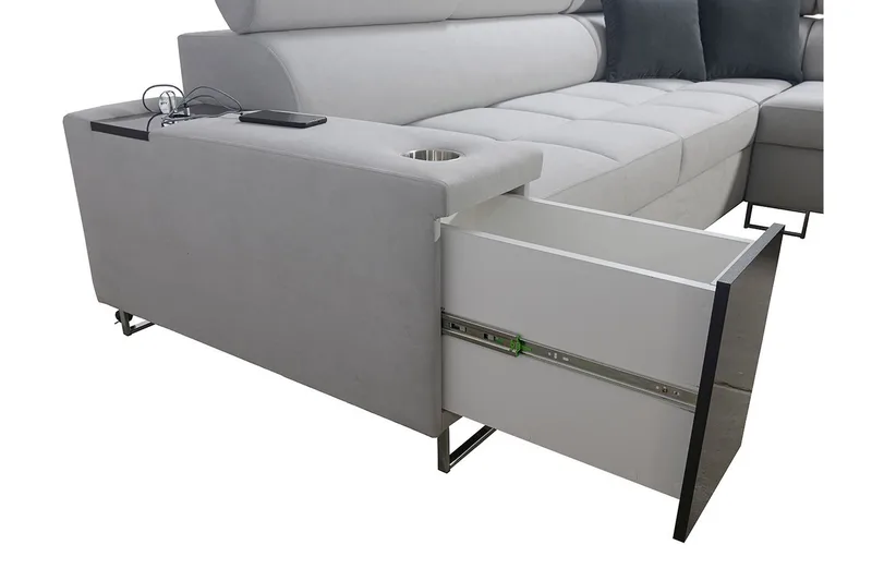 Morenia Bäddsoffa m. Schäslong L-formad - Möbler - Vardagsrum - Bäddsoffor - Hörnbäddsoffa