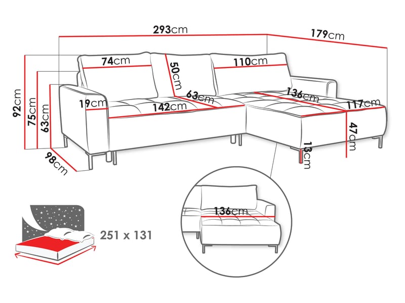 Morvian 3-sits Bäddsoffa med divan - ljusgrå - Möbler - Vardagsrum - Bäddsoffor - Hörnbäddsoffa