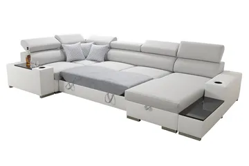 Mumtaz U-Bäddsoffa Divan Höger - Vit/Ljusgrå - Möbler - Vardagsrum - Bäddsoffor - Hörnbäddsoffa