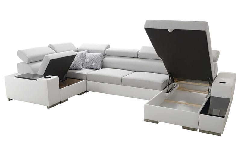 Mumtaz U-Bäddsoffa Divan Höger - Vit/Ljusgrå - Möbler - Vardagsrum - Bäddsoffor - Hörnbäddsoffa