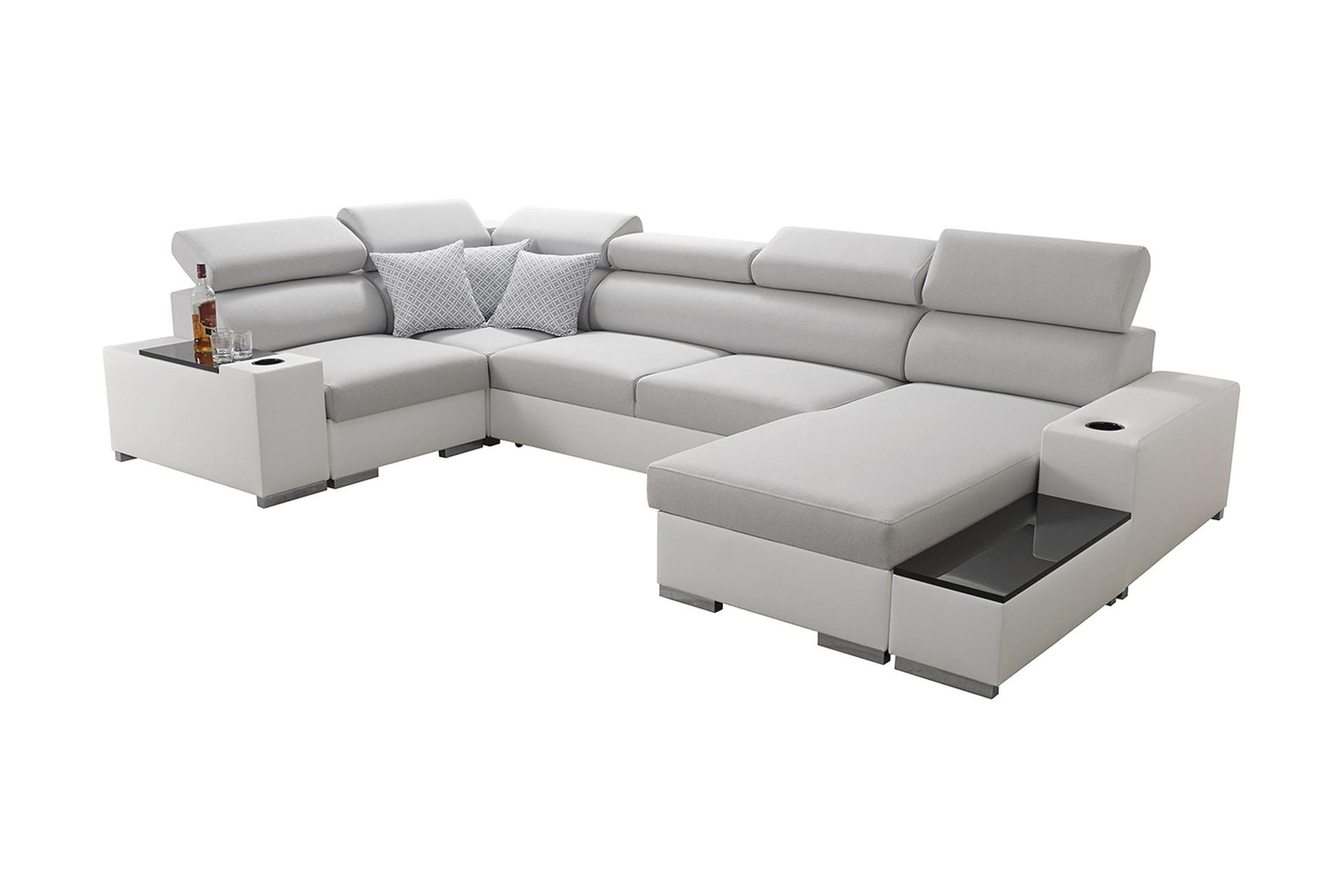 mumtaz u-bäddsoffa divan höger - vit/ljusgrå