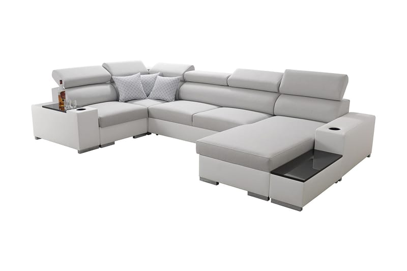 Mumtaz U-Bäddsoffa Divan Höger - Vit/Ljusgrå - Möbler - Vardagsrum - Bäddsoffor - Hörnbäddsoffa