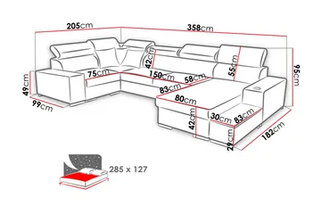 Mumtaz U-Bäddsoffa Divan Höger - Vit/Ljusgrå - Möbler - Vardagsrum - Bäddsoffor - Hörnbäddsoffa