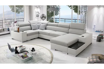 Mumtaz U-Bäddsoffa Divan Höger - Vit/Ljusgrå - Möbler - Vardagsrum - Bäddsoffor - Hörnbäddsoffa