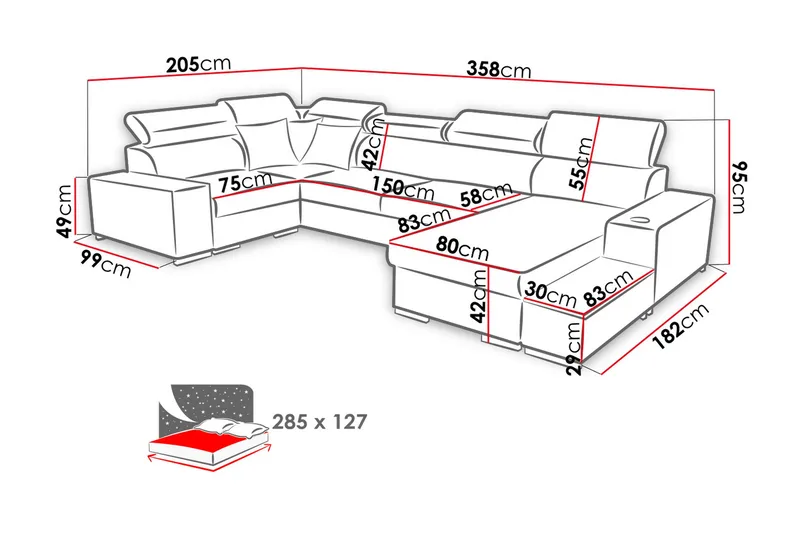 Mumtaz U-Bäddsoffa Divan Vänster - Ljusgrå/Vit - Möbler - Vardagsrum - Bäddsoffor - Hörnbäddsoffa