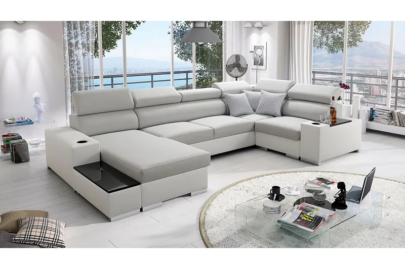 Mumtaz U-Bäddsoffa Divan Vänster - Ljusgrå/Vit - Möbler - Vardagsrum - Bäddsoffor - Hörnbäddsoffa