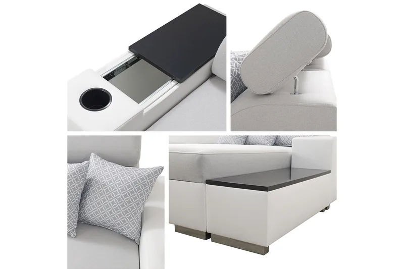 Mumtaz U-Bäddsoffa Divan Vänster - Ljusgrå/Vit - Möbler - Vardagsrum - Bäddsoffor - Hörnbäddsoffa