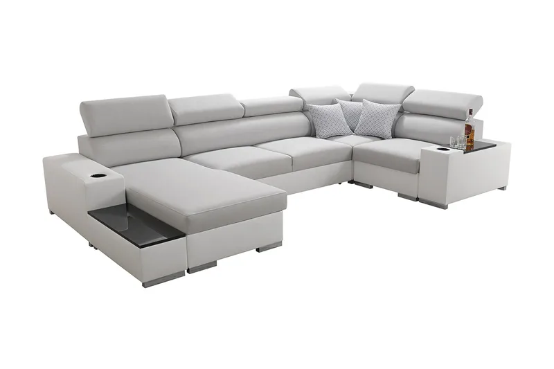 Mumtaz U-Bäddsoffa Divan Vänster, Ljusgrå/Vit