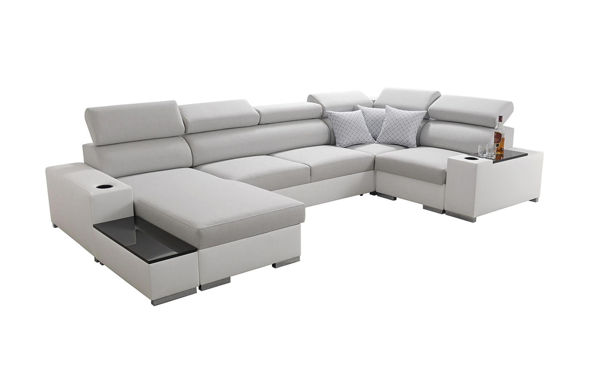 mumtaz u-bäddsoffa divan vänster - ljusgrå/vit