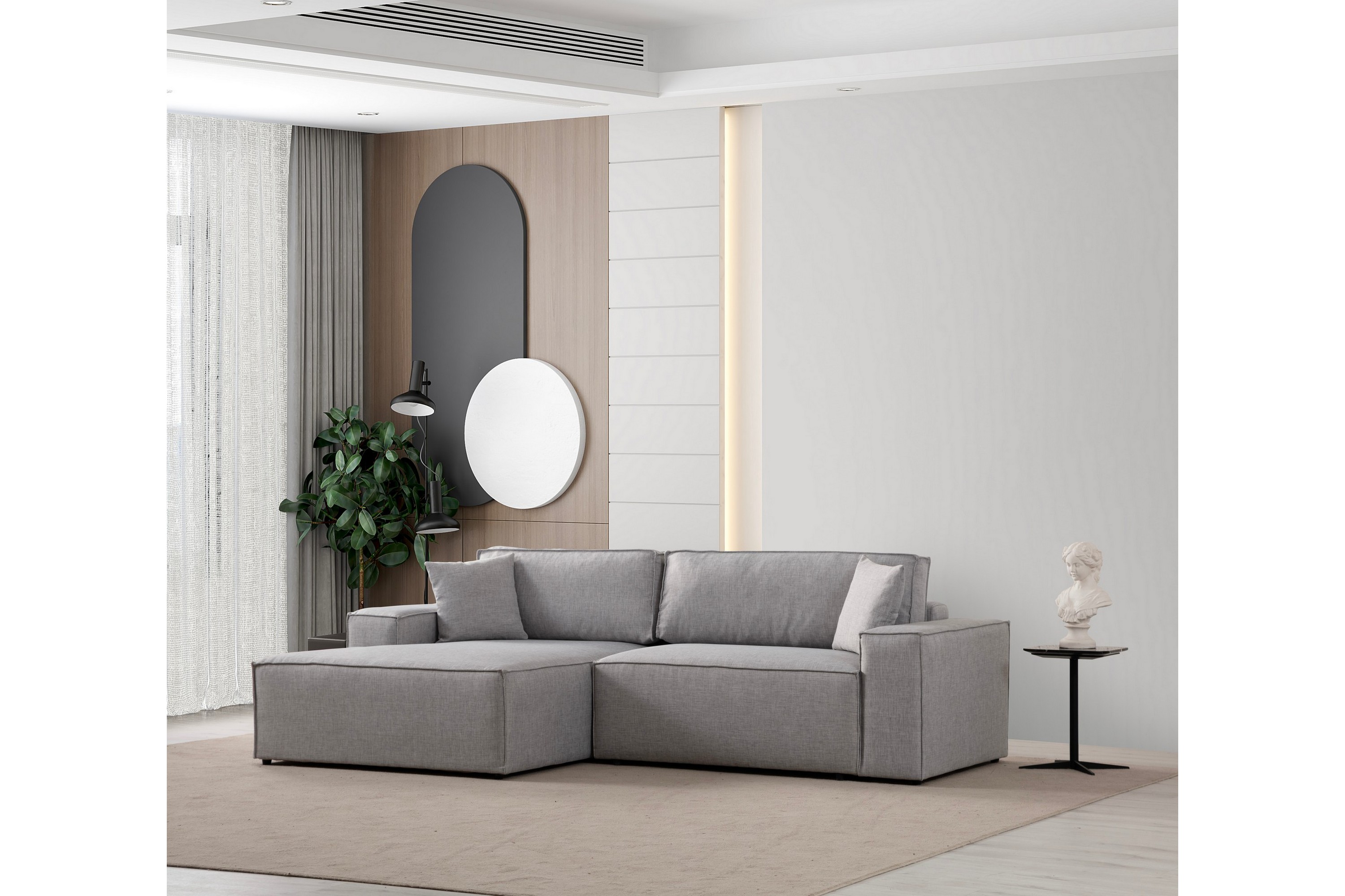 munehiro hörnbäddsoffa ljusgrå -