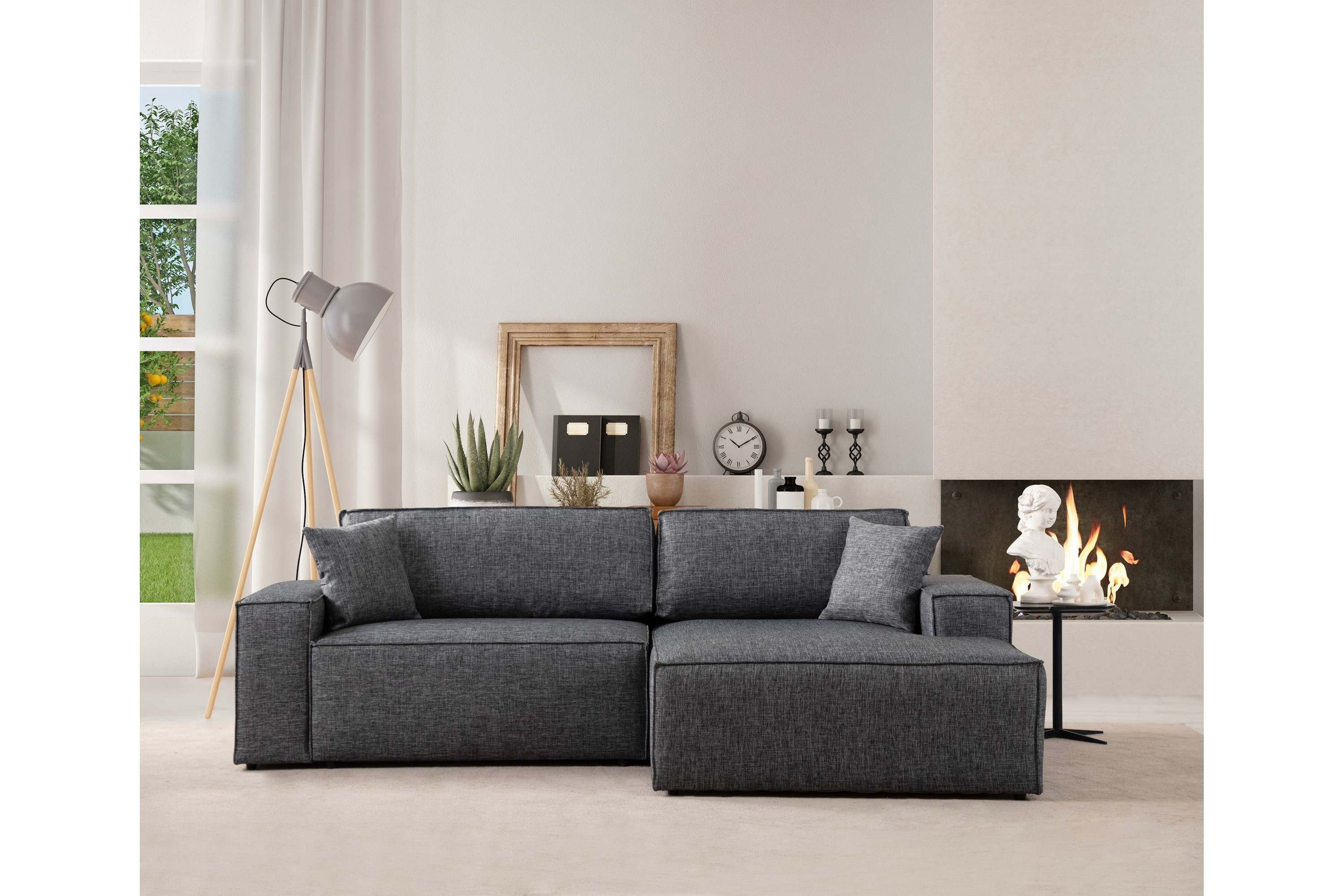 munehiro hörnbäddsoffa mörkgrå -