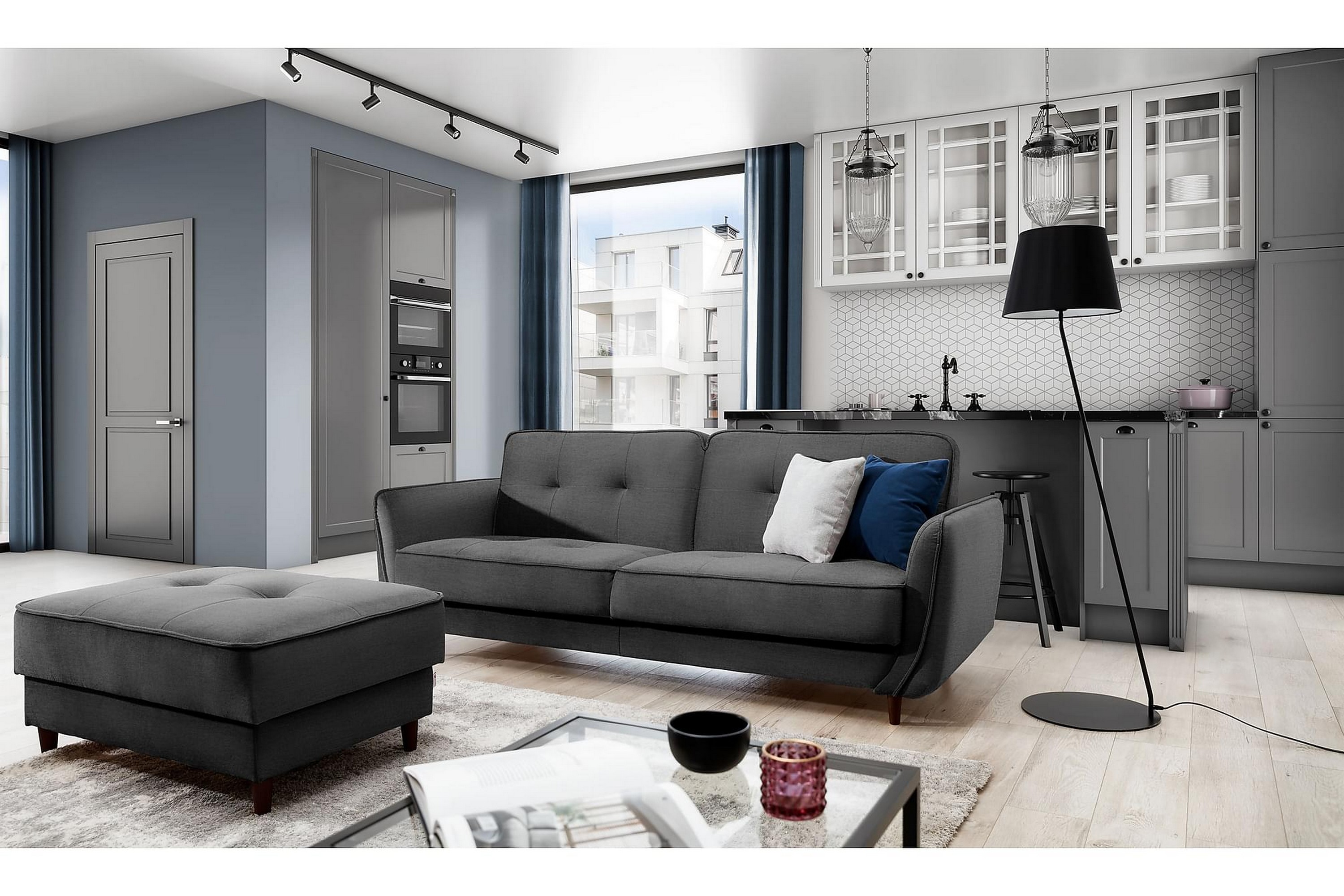 naneha bäddsoffa 3-sits grå -