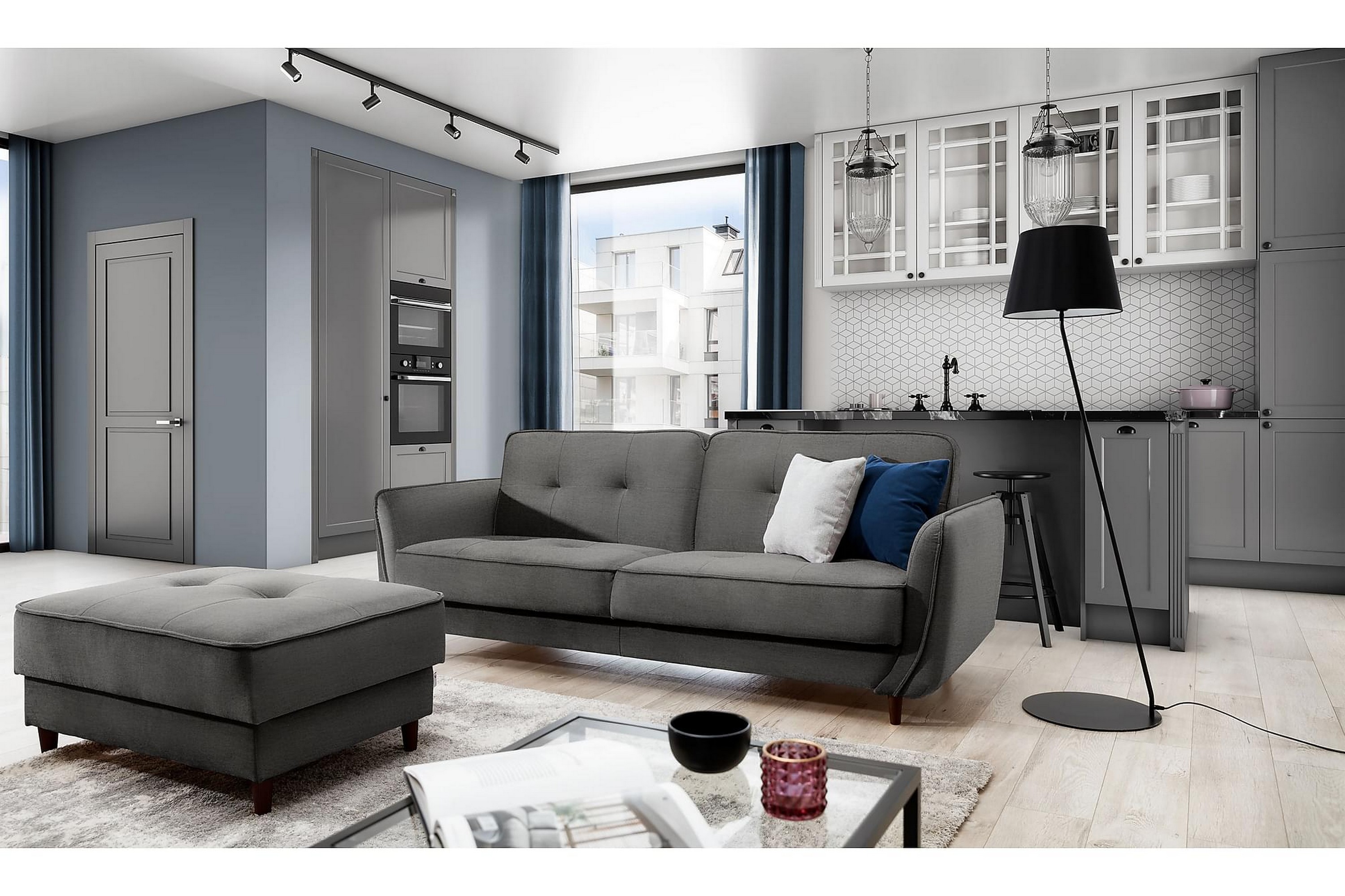 naneha bäddsoffa 3-sits grå -